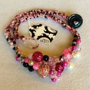 FINAL SALE PRICE CL Designs Pink & Black Embellished Necklace